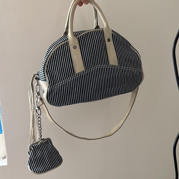 KAPITAL style / Armani Jeans Canvas/Leather Women's Satchel Hand Bag 13" x 9" - Picture 1 of 12